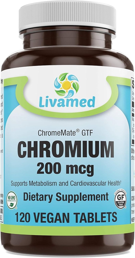 Livamed - Chromium 200 mcg (ChromeMate GTF) Veg Tabs 120 Count