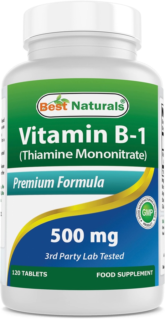 Najlepšie prírodné vitamín B1 ako tiamín mononitrát 500 mg 120 tabliet (120 počet (Pack of 1))