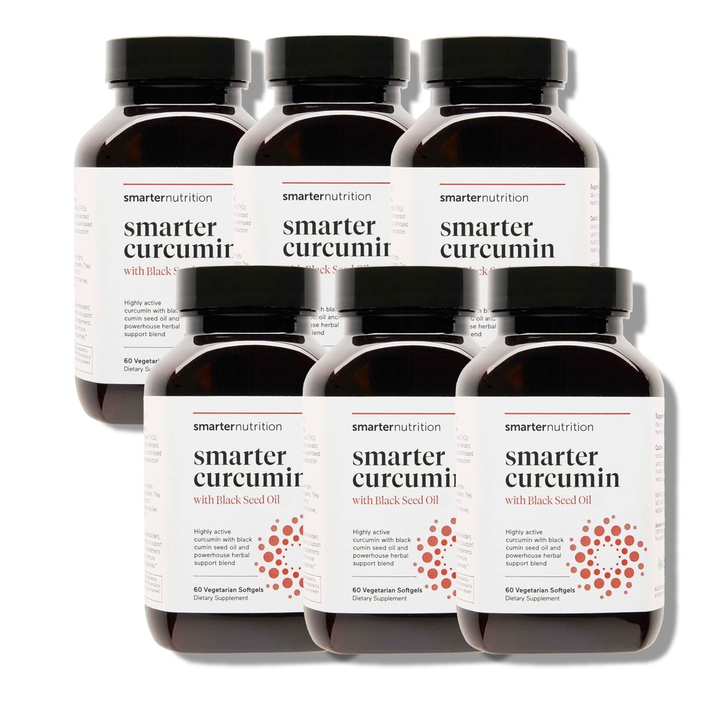 Smarter Nutrition Curcumin Softgels - Vegan High Absorbtion 400 mg Curcumin Supplement Standardized to 95% Tetrahydrocurcuminoids + Black Seed Oil & Ginger for Joint & Immune Health - 360 Ct