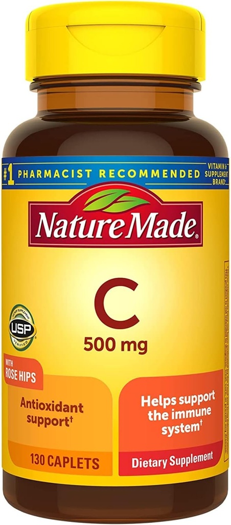 Príroda Vitamín C 500 Mg Kaplety s Rose HIPS, 130 tabliet (Pack of 3)