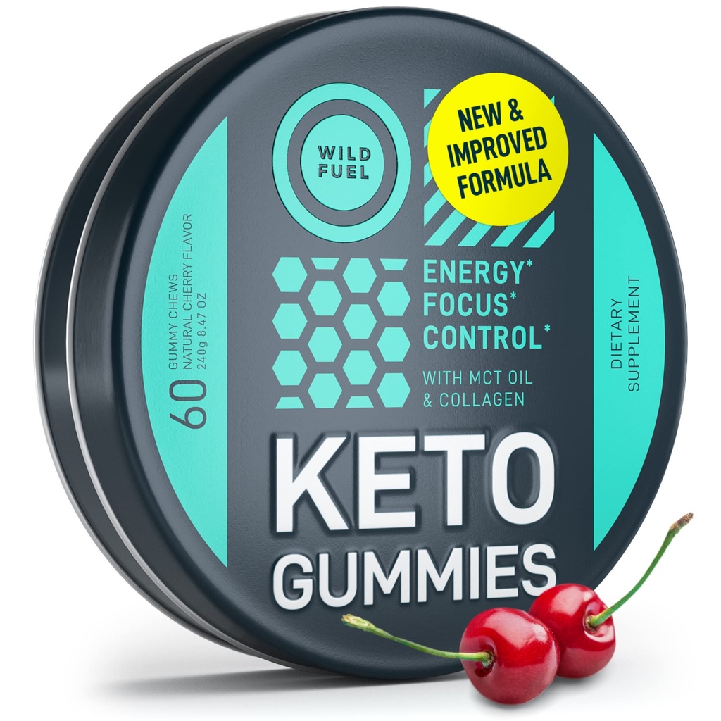 MCT Oil Keto Gummies Collagen Metabolizmus Booster - Pre cvičenie Gummy Energy Chews Keto Candy - Fyzická a duševná energia, Nízky Carb, Nízke kalórie - 60 Cherry Collagen Gummy pre ženy a mužov