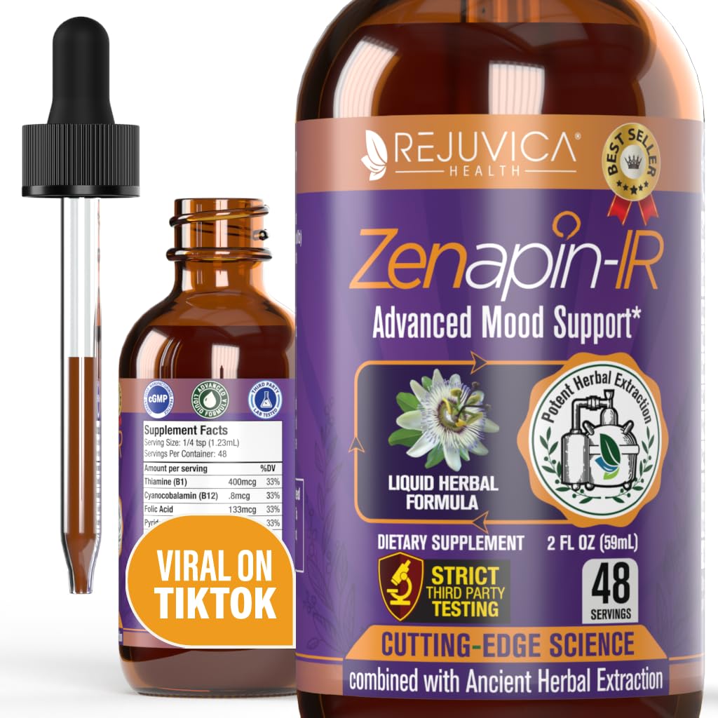 Rejuvica Health Zenapin IR - Advanced Mood Support Liquid Supplement - Kava Kava, Ashwagandha, Passionflower, harmanček, B-vitamíny a ďalšie