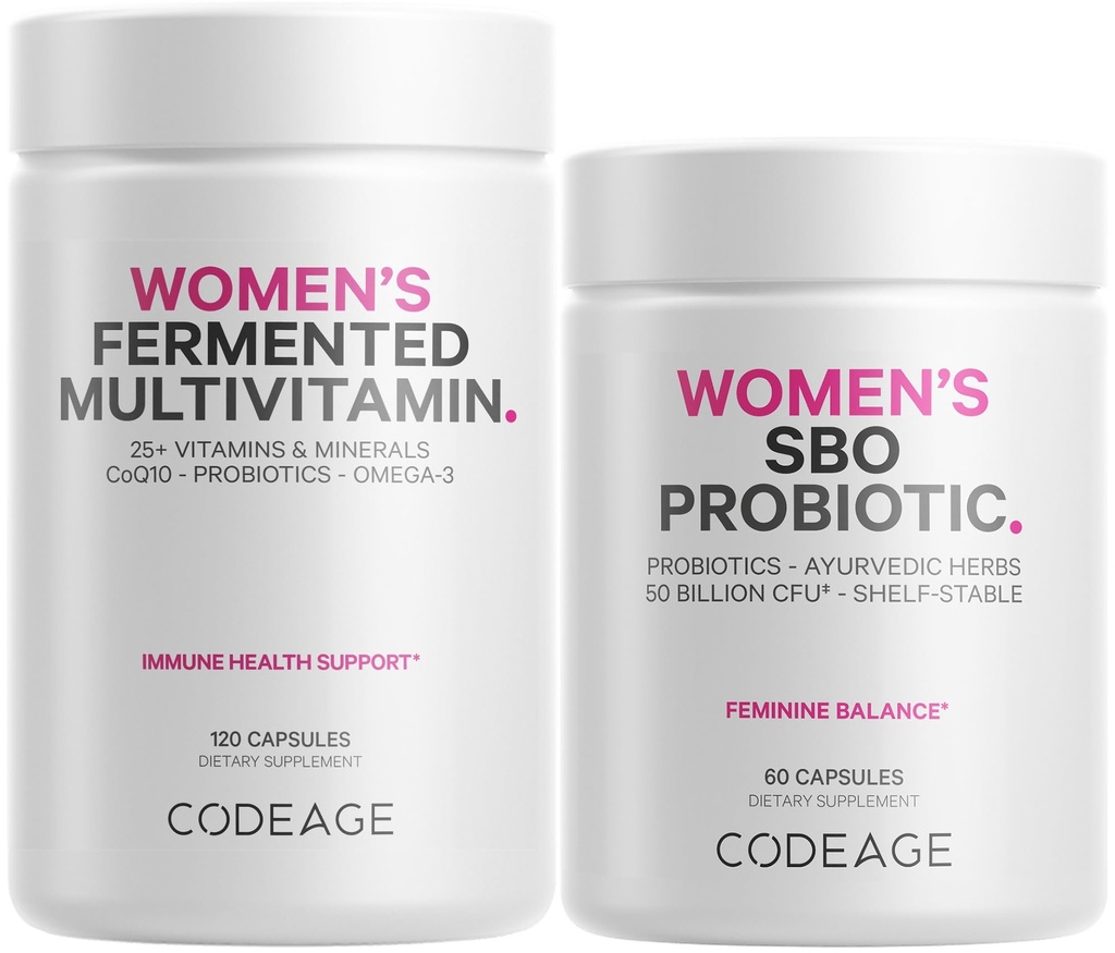 Codeage Ženy Multivitamínová zmes: Ženy Formula & Ženy Probiotické denné vitamíny