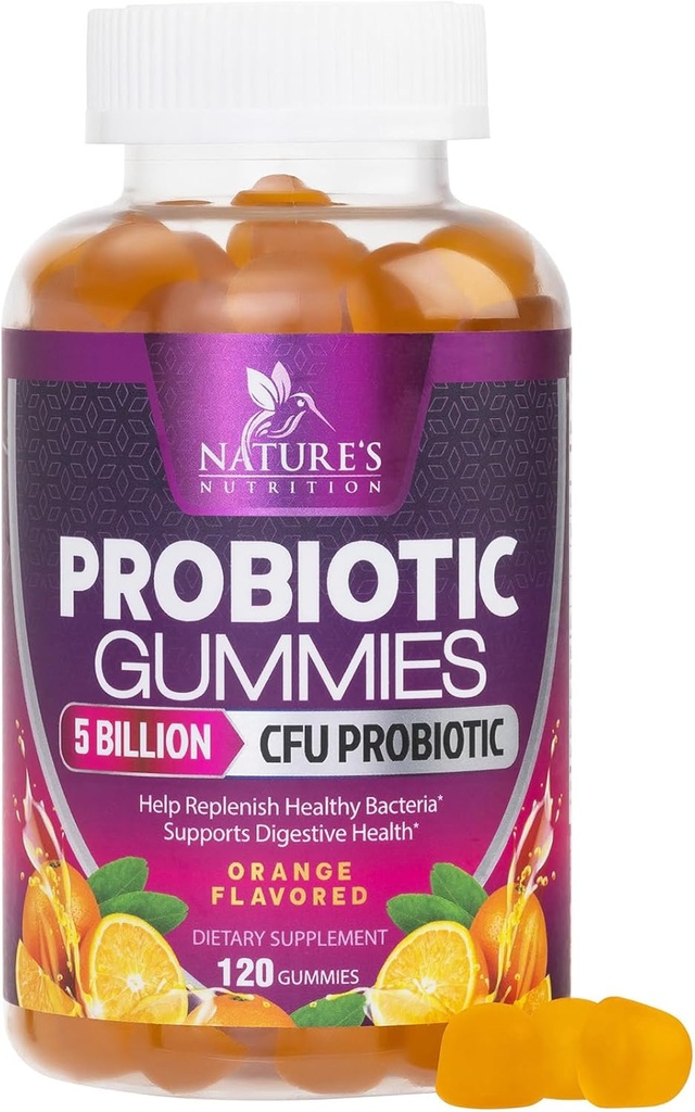 Probiotické Gummy pre ženy a mužov Tráviace zdravie, 5 miliárd CFU, Najlepšie denné probiotiká Gummy pre vaginálne, Imunitná podpora a zdravie vnútorností, podporuje príležitostné zápcha Plyn & Bloating, 120 Gumies