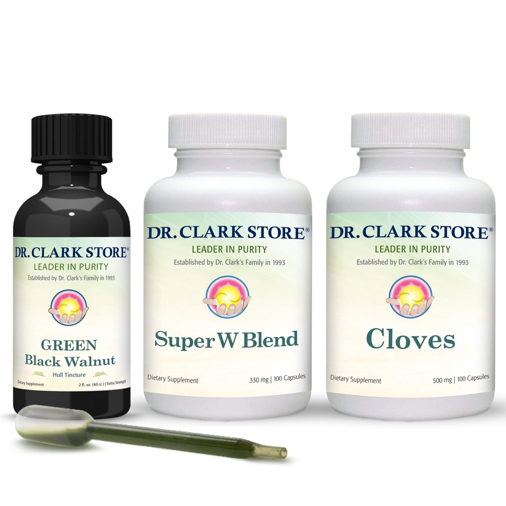 Dr Clark Store Intestine Support & Cleanse Kit - s originálnou zelenou tinktúrou z Black Walnut Hulls, Wormwood, a Cloves-Helps Udržujte optimálnu črevnú funkciu