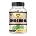 Ginkgo Biloba 1800mg, Ginkgo Biloba Organic, Memory & Brain Function Support, zlepšuje koncentráciu a kognitívnu podporu, jasnosť, 120 Veggie Caps, Non GMO, 120Caps