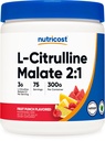 Nutricost L-Citrulínmalát 2:1 (300g) Ovocie Punch - Podpora cvičenia, svalová výkonnosť, Posilňovač oxidu dusnatého - Fitness doplnok prášok, 75 Servisov