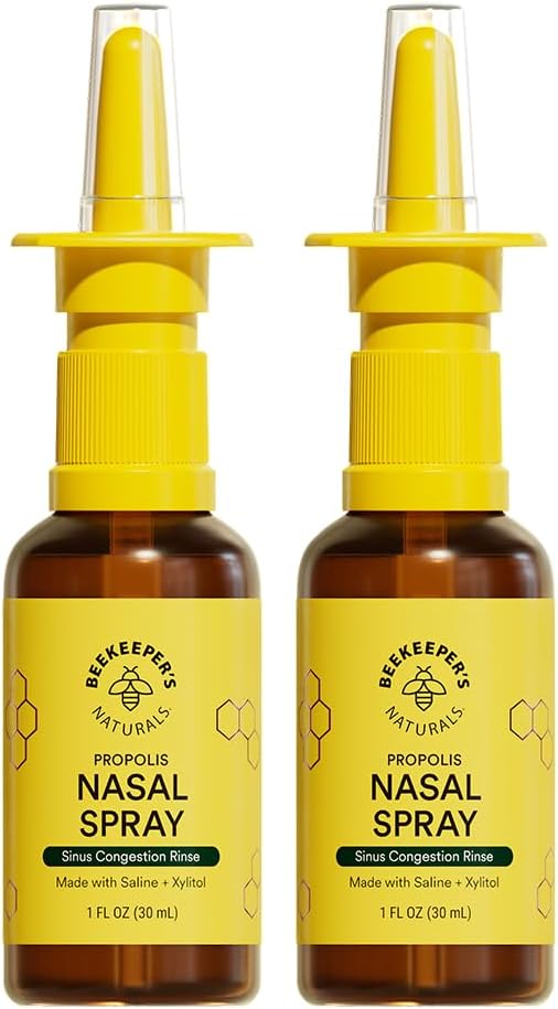 Včelárske prírodné nosové sprej pre dospelých s Propolis, Xylitol & Saline, Čistí nosové kongescie, hydratuje Sinus Canal, & Decongest Sinus Cavities, 1 fl oz(Pack of 2)
