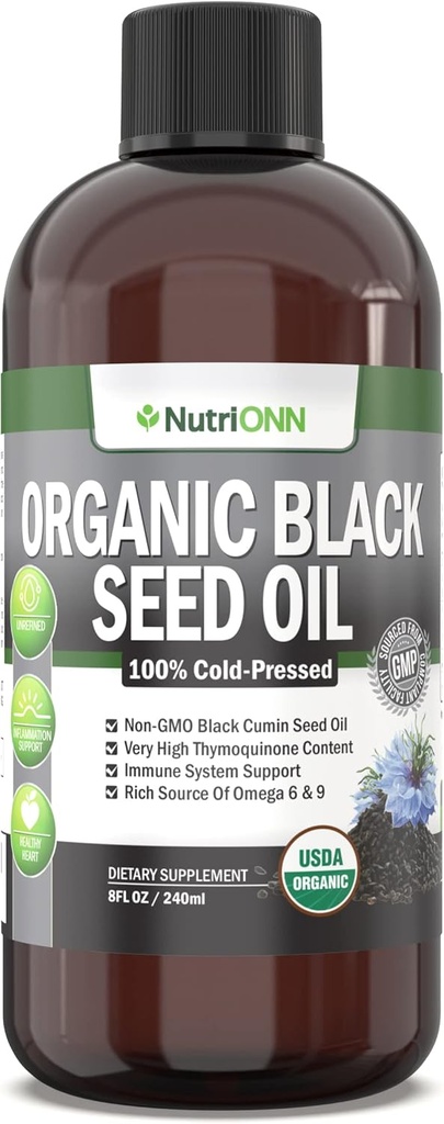 Organické Black Seed Oil - USDA Certified Organic Black Cumin Seed Oil Liquid 