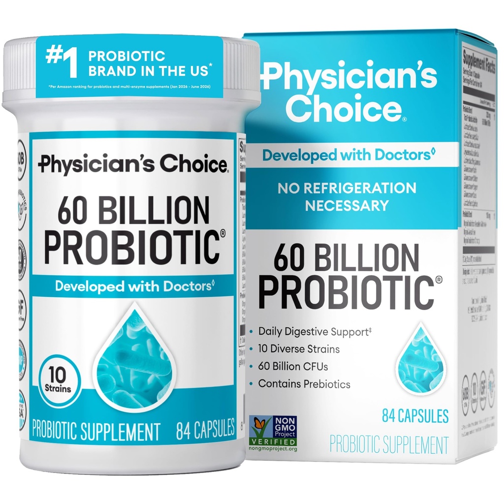 Probiotiká pre lekára 60 miliárd CFU - 10 kmeňov + organické prebiotiká - Imunitné, tráviace a črevné zdravie - podpora príležitostnej zápchy, hnačky, plynu a vdychovania - pre ženy a mužov - 84kt