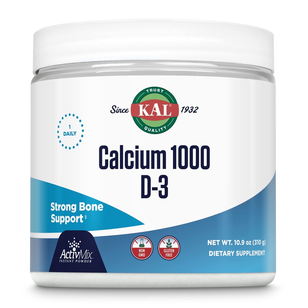Kalcium Vitamín D-3 ActivMix, prášok Vápnik Supplement, Biologicky dostupný Lactát vápnika a glukonát, Podpora zdravia kostí, Neochutené, Non-GMO, Gluten Free, 60-dňová záruka, 31 Servings, 10.9 oz