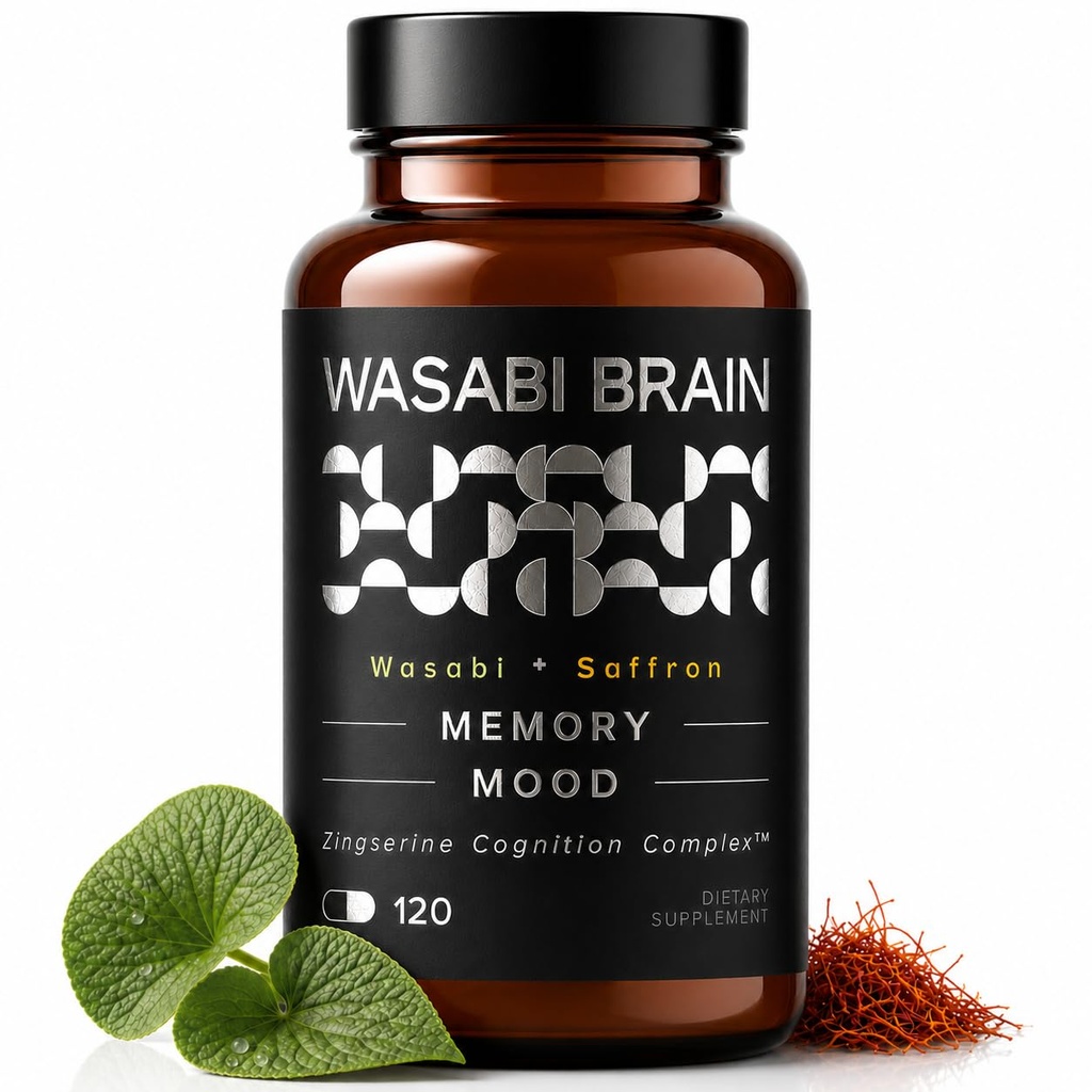 Organické Wasabi extrakt + Zingserine Cognition (2 mesiace dodávky) Najcielenejšie doplnok pamäte - Superior klinické dôkazy vinpocetín, Apoaequorin, Nuriva, Prevegen & Ginkgo