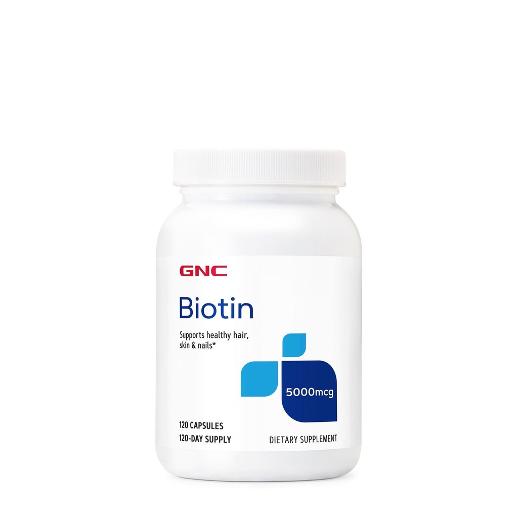 GNC Biotin 5000mcg doplnok, podporuje zdravé vlasy, koža a nechty, 120 slúži