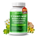 ST John's Wort 14-in-1 Natural Blend with Rhodiola Ashwagandha Chamomile Holy Basil L-Theanine Valerian Passionflower - 150 Gróf - Made & Tested in The USA