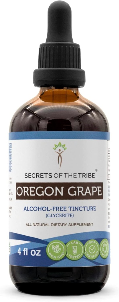 Secrets of the Tribe Oregon Grape-Free Liquid Extract, Responsibly ched Oregon Grape (Mahonia aquifolium) Sušený koreň (4 FL OZ)