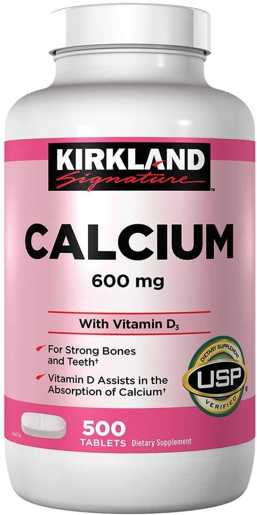 Kirkland Signature Calcium 600 mg. s vitamínom D3, 500 tabliet (4 balenia)