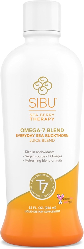 sibu Blend Sea Buckthorn Fruit Juice - Omega 7 Sea Buckthorn Purée zmiešané so zdravým ovocným džúsom - Potent Omega 7 Supplement, 32 Ounces