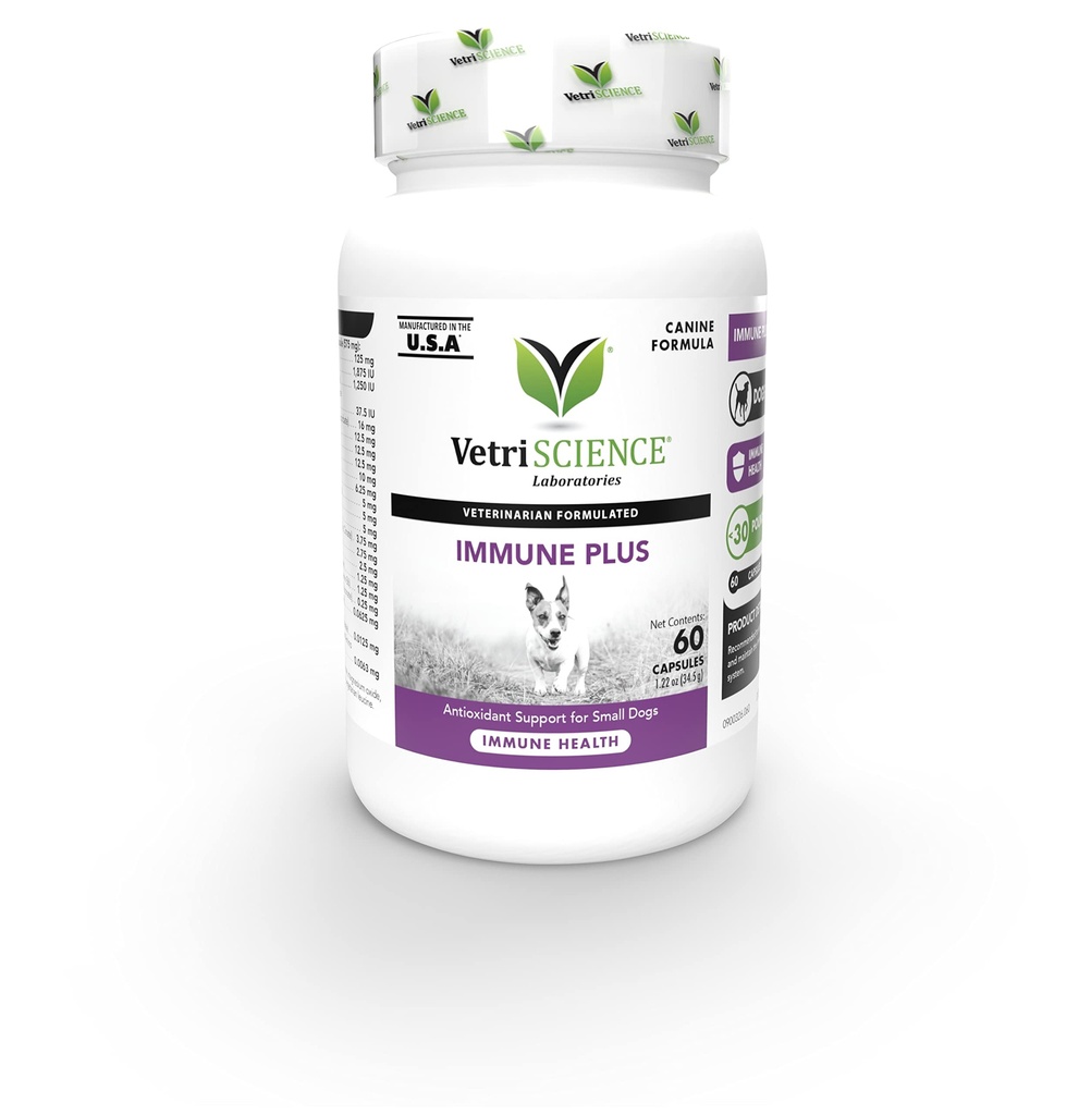 VetriScience Imunity Health Easy-Open Capsules, Immune Plus Supplement for Small Breed Dogs, Cell Advance Immune and Allergy Support with Antioxidants, Hypoalergenic Formula, 120 Count