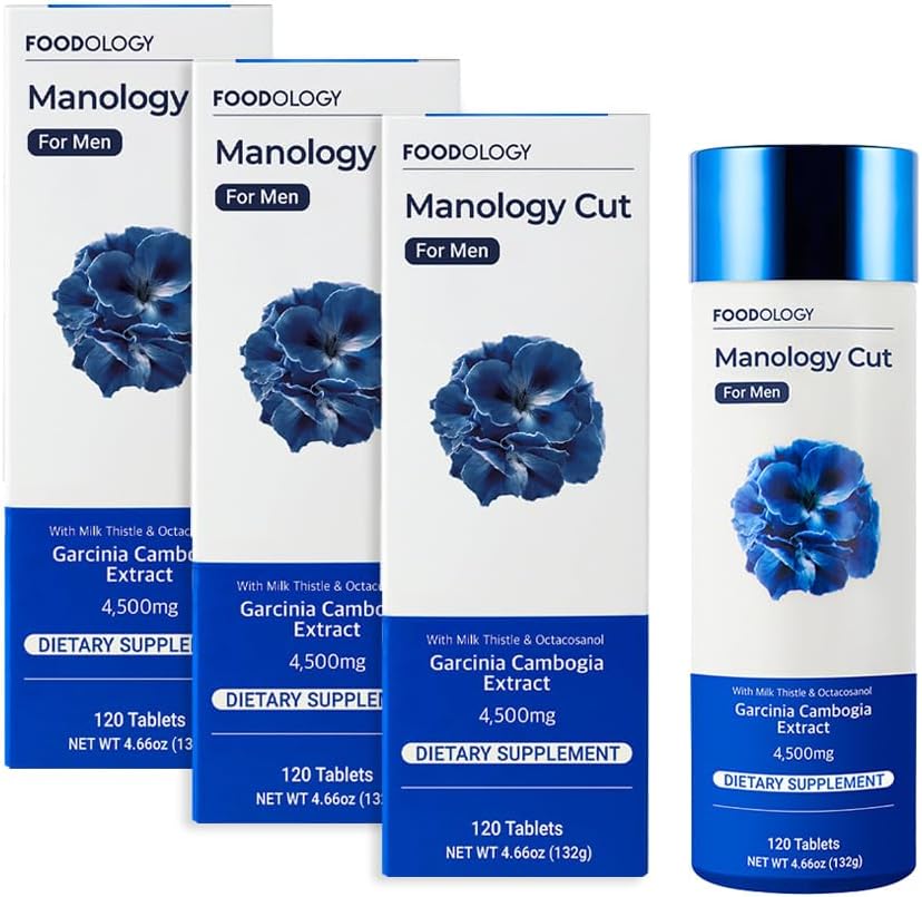 POTRAVINOLÓGIA Manológia Cut (Pack of 3-360 Tablets, 180 Servings for 60 Days) - Body Balance, Lepšia vytrvalosť a podpora zdravia pečene Garcinia Cambogia (HCA), Milk Thitle Octacosanol