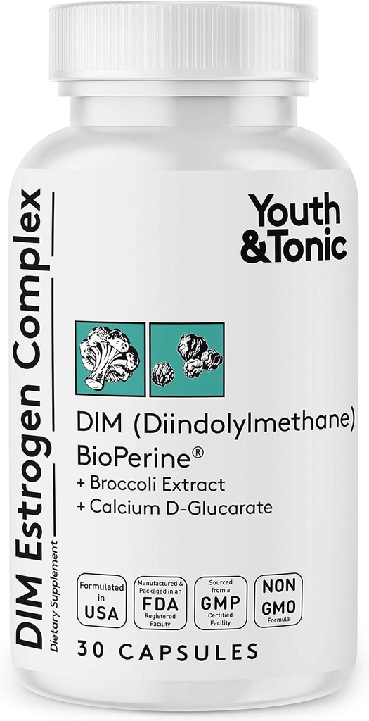 Youth & Tonic DIM BioPerine for Estrogen Protection Support 