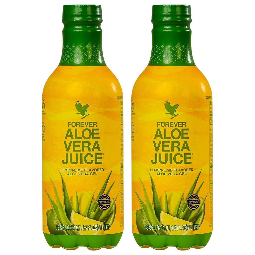 Forever Living - Aloe Vera Juice - Citrónová vápno chuť s čistým vnútorným Leaf Gel - podporuje zažívanie a imunita - 1L každý (balenie 2)