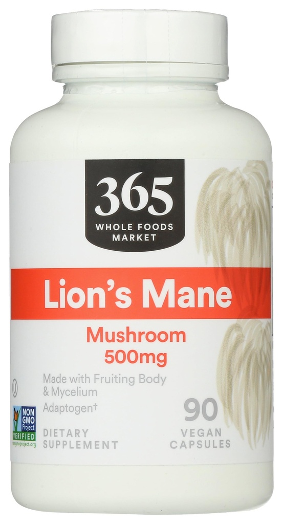 365 by Whole Foods Market, Lion's Mane Mushrom 500mcg, Vegan, 90 Count