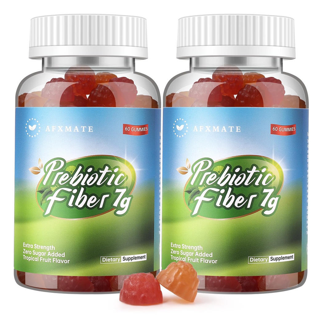 AFXMATE Fiber Supplement Gummies for Adult, 7 g Fiber Sugar Free Vegan & Gluten Free - Tráviace zdravie, Pravidelná podpora 120 Počet