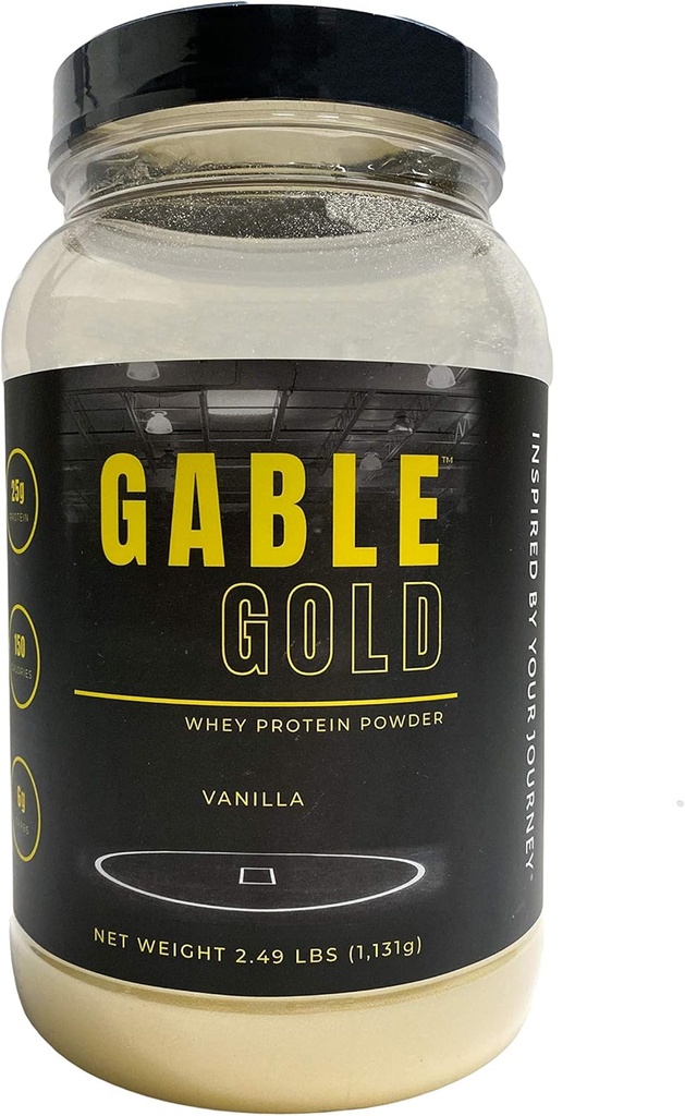 Silver Star Nutrition, Gable Gold Vanilla Whey Protein Powder + MCT Olej a inulín, bez pridaného cukru, 25 g proteínu na porciu, 30 porcií, 2,49 Lbs