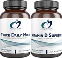 Dizajn pre Zdravie Multivitamín + Vitamín D/K Supplement Bundle - Dvakrát denne Multi (60 kapsúl) s vitamín D Supreme (60 kapsúl) 5000 IU Vitamín D3