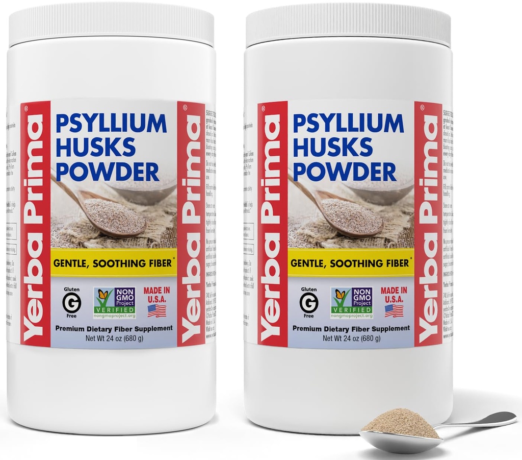 Yerba Prima Psyllium Husks Powder - 24 oz (Pack of 2) - Unflavred - Fine Ground - Natural Fiber Supplement with Rozpustné a nerozpustné Fiber