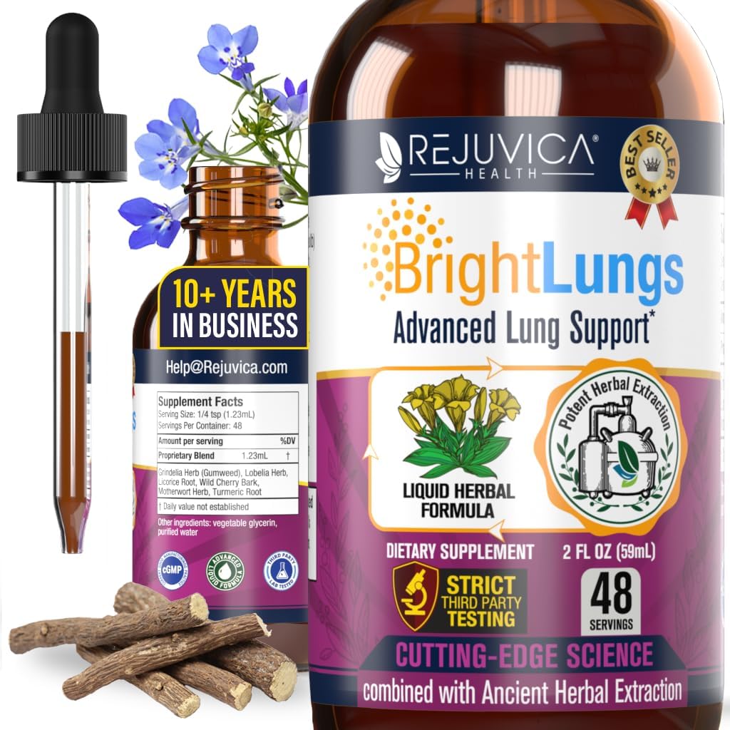 Bright Lungs - Lung Detox Support Supplement to Help Maintain Overall Lung & Respiratory Health - Grindelia, Lobelia, Licorice, Wild Cherry & More!