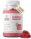Matka Nutrient Cranberry Gummies Supplement for Women & Kids-Urinary Tract Health- Menej Tart & 90% Menej sladké, Gluten-Free, Non-GMO, Vegan - Pure Cranberry Extract 1000mg - 100 Počet.