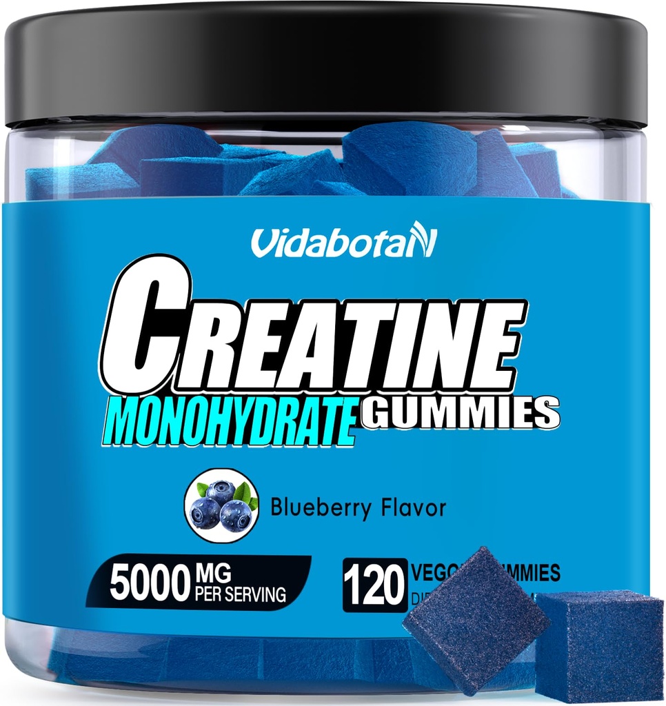 Monohydrát kreatínu Gummy pre mužov a ženy 5g kreatín monohydrátu na podávanie- zvýšiť silu a budovať svalovú hmotu, bez cukru,Vegan, čučoriedková príchuť, 120 gróf,B571