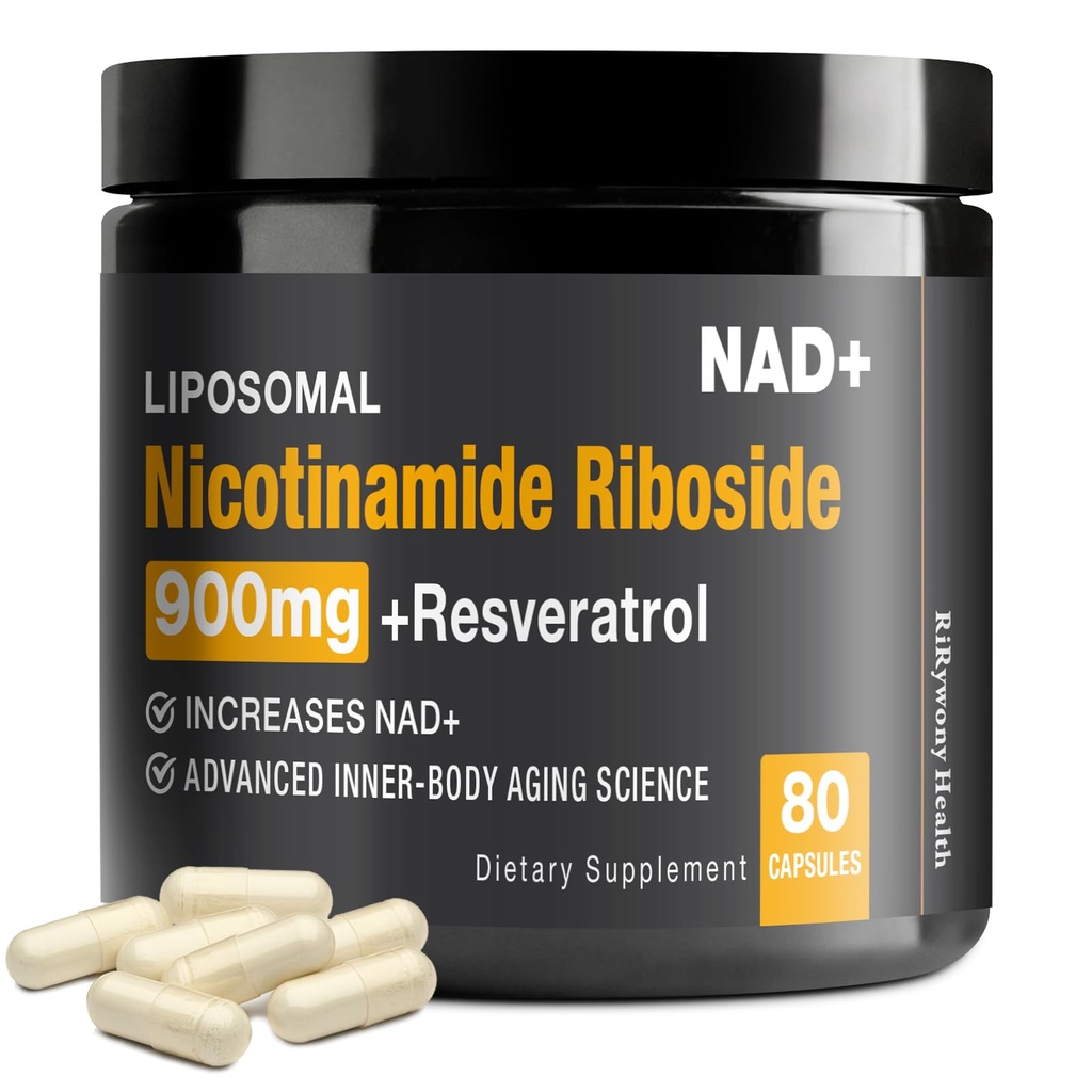 NAD Supplement - NAD+ with Nicotinamide Riboside (NR) a Resveratrol Quercetin 900mg Pure Organic NAD Plus for Cellular Repair Healthy Aging Brain Function, 80 Kapsule