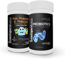 Inteligentné laboratóriá 2-v-1 Bundle of Kids Probiotiká (6 miliárd CFU so slnečným žiarením a FOS) + dospelé probiotiká (50 miliárd CFU, 10 kmeňov), bez chladničky potrebné, 2 mesiace dodávky na fľašu