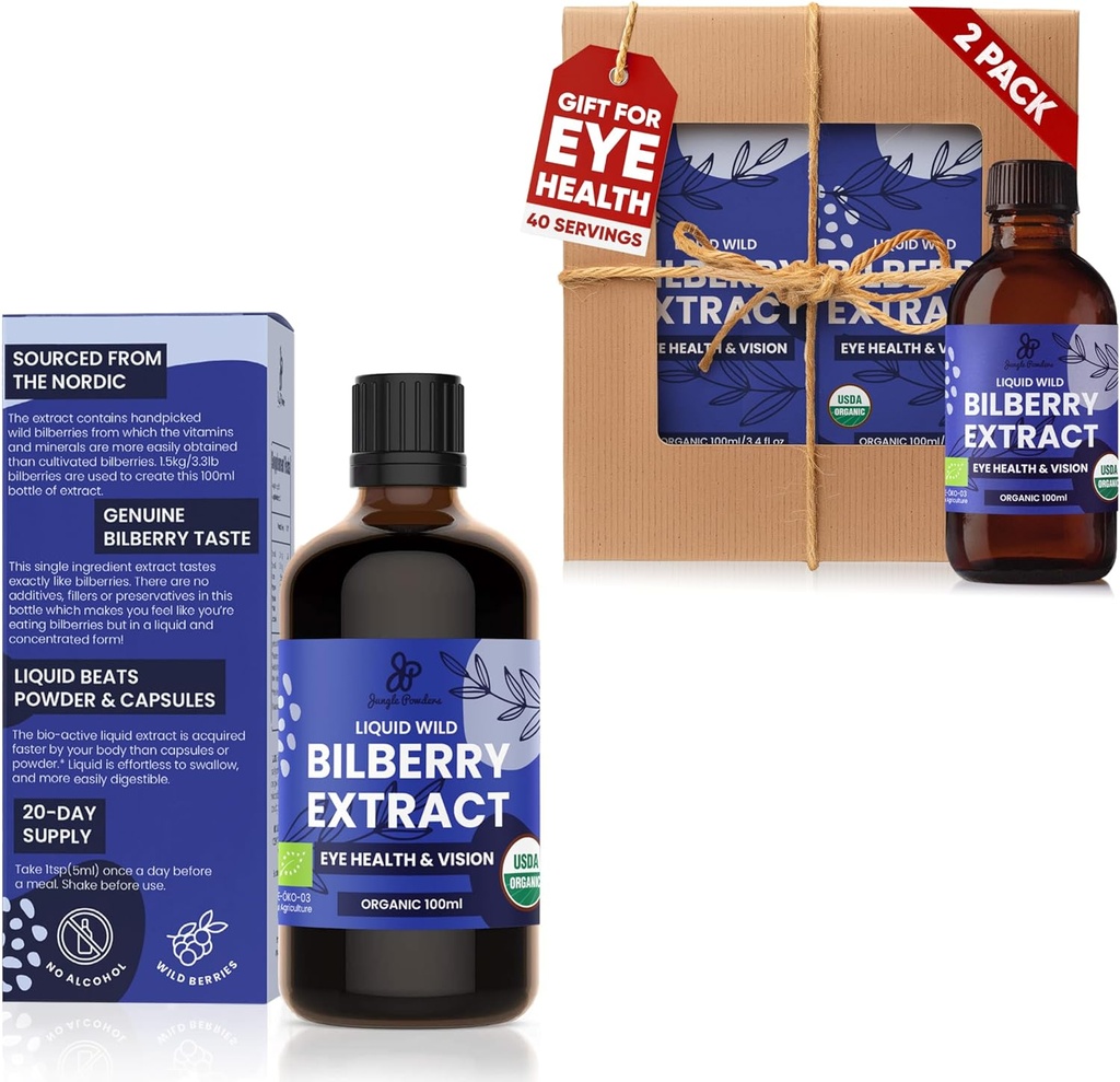 Džungle prášok Wild čučoriedky extrakt 3x3.4oz Fľaša tekutej čučoriedky Anthocyanín Alkohol-bez európskej čučoriedky čučoriedky doplnok pre oči s vysokou biologickou dostupnosť tekutý extrakt