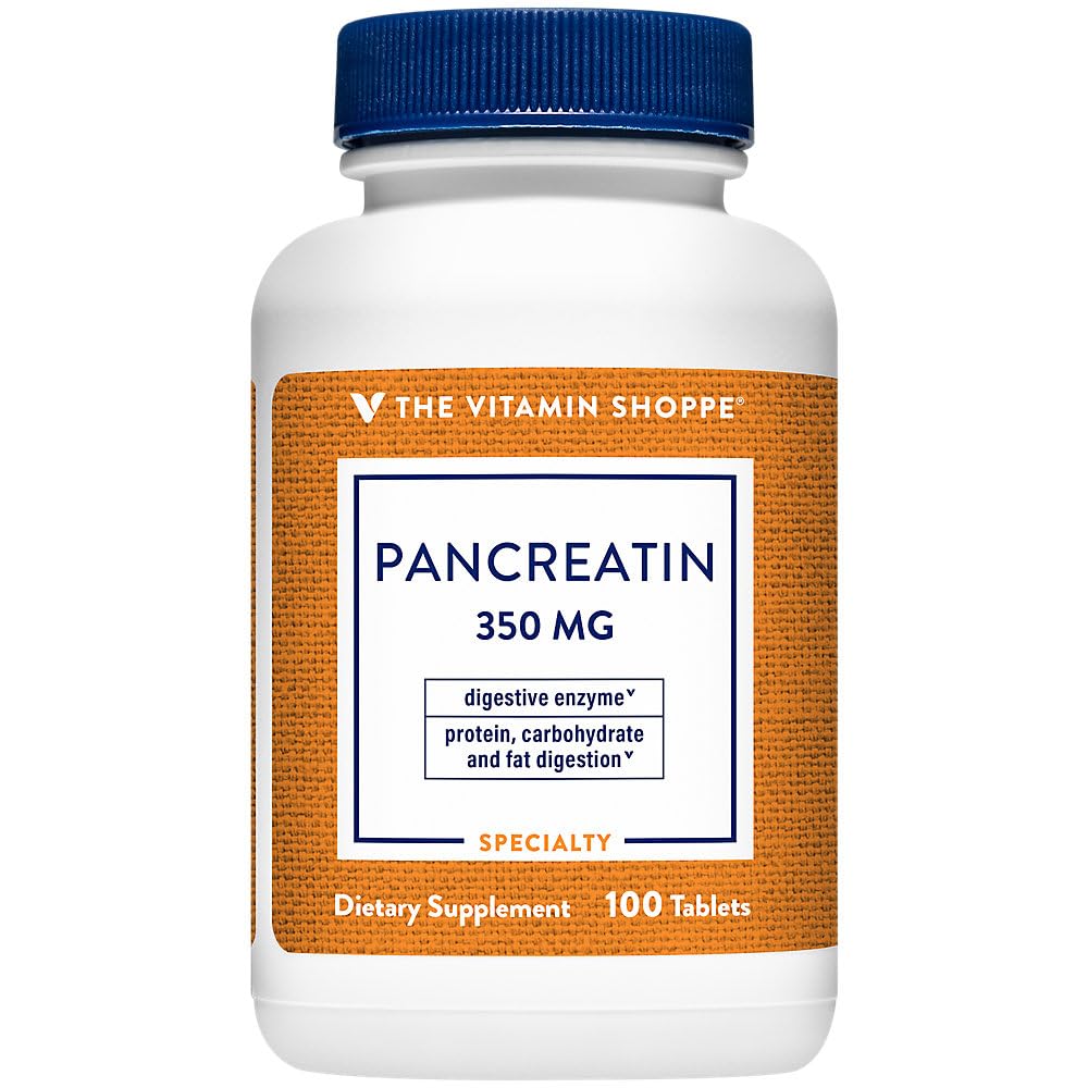 Vitamín Shoppe Pankreaten 500MG, Natural Digestive Enzyme Supplement, podporuje trávenie tukov, bielkovín, karbohydrátov (100 tabliet)