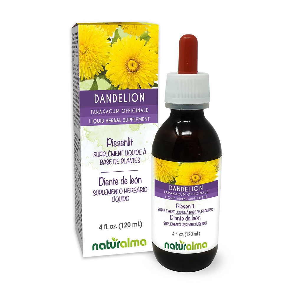 Naturalma púpava (Taraxacum officinale) Koreň a bylina bez alkoholu Tinktúra - 4 fl oz Tekutý extrakt v kvapkách - Bylinné doplnky - Vegan