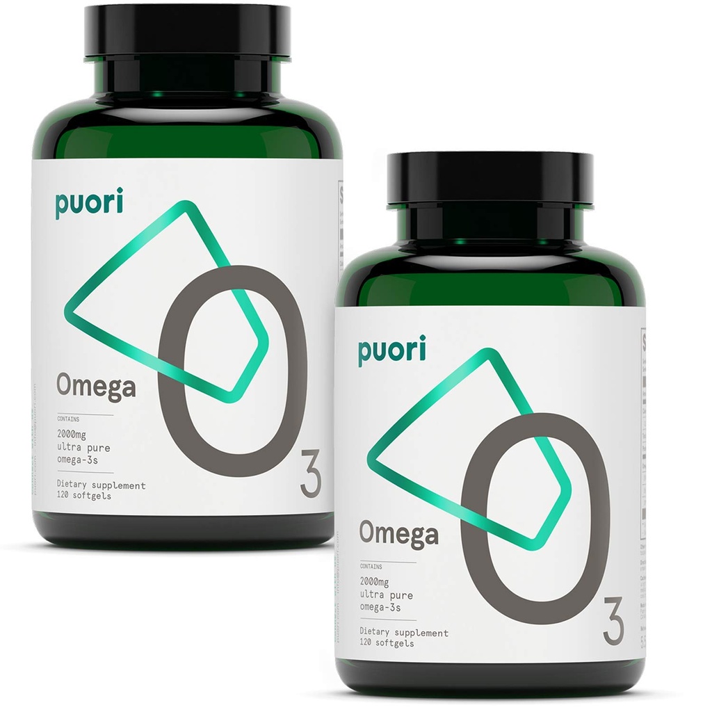 Puori Omega 3 Fish Oil Supplement - Ultra Pure & Burpless Wild Caught Fish Oil s 2000mg Omega 3 Mastné kyseliny, 1250mg EPA & 500mg DHA podporuje srdce, mozog a zdravie očí - IFOS Certified - 240 Softgels