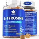 L Tyrosine Gummies 1100mg Mood Support Blend, with Ashwagandha, L-theanine, Vitamín B Complex B6, Folate (vitamín B9), Focus & Memory, Cognition & Brain Function, Energy Boost, Stress Support, 2Pc/120ct