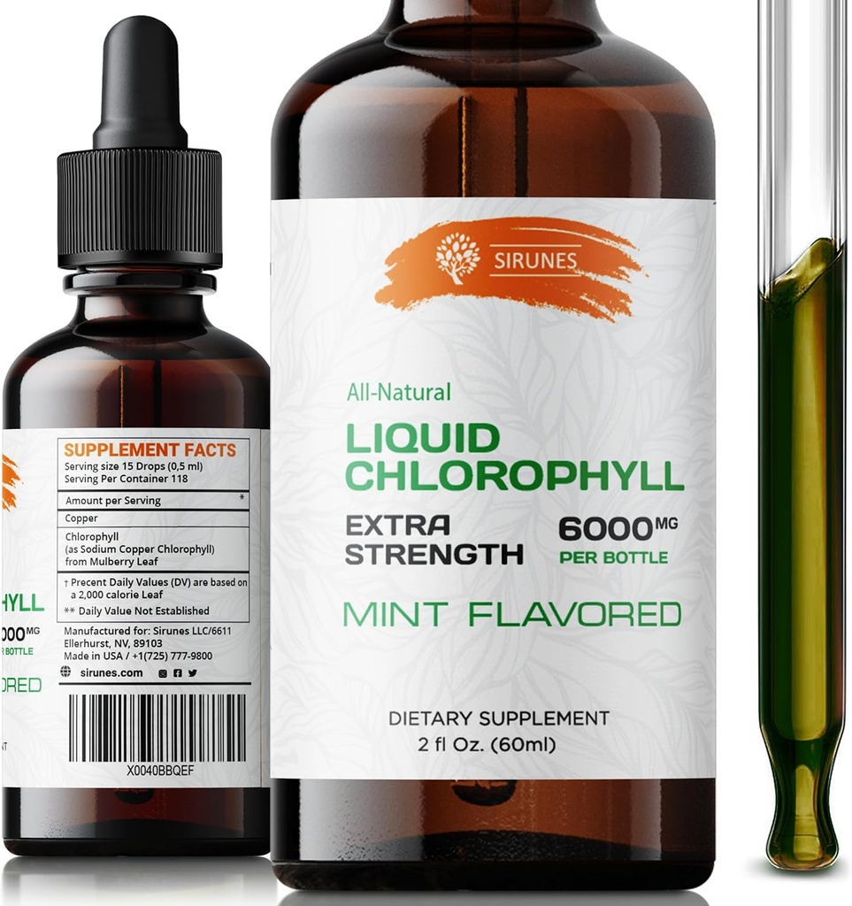 Tekuté chlorofylové kvapky - prírodný sodík meďnatý chlorofylín extrakt - očistiť a podporiť imunitný systém a energiu prirodzene - Vegán, Non-GMO diétne zelené Tinktúra - 2 fl. Oz fľaša