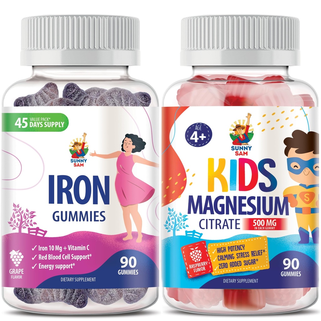 Horčík Gumičky pre deti 500 mg a železné Gumies pre dospelých - železo Vitamíny s vitamínom C