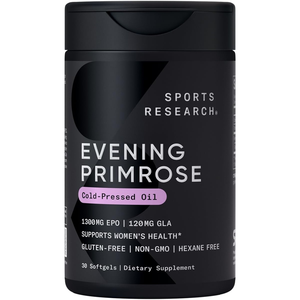 Športový výskum večerné Primrose doplnok od Cold Pressed Oil - Softgels pre ženy a zdravie kože - Gluten Free & Non-GMO GLA - High Potency 1300mg, 30 Gróf
