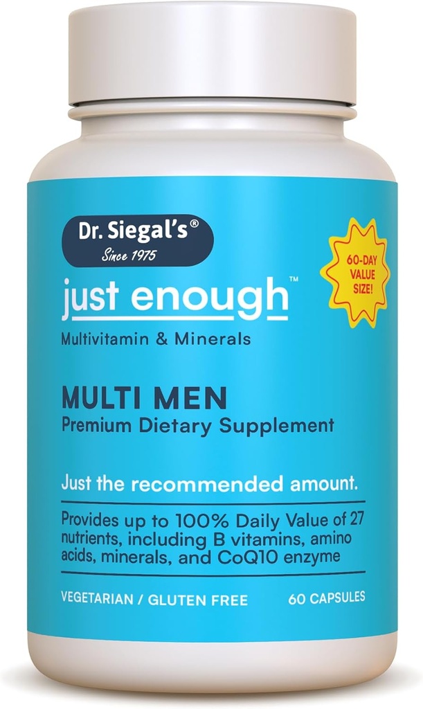 Dr. Siegal je len dosť Multivitamíny pre mužov - 60 Kapsule - 60 Servis Vegetariánsky multivitamín pre mužov Kapsule - Pánske denné multivitamíny - Pánske Multivitamíny a viac minerály Supplement