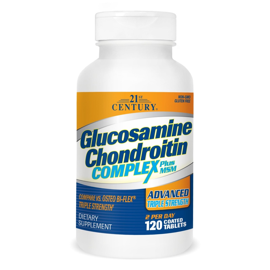 21. storočie Glukozamín Chondroitin Complex Plus MSM, Pokročilá trojitá sila, 120 tabliet