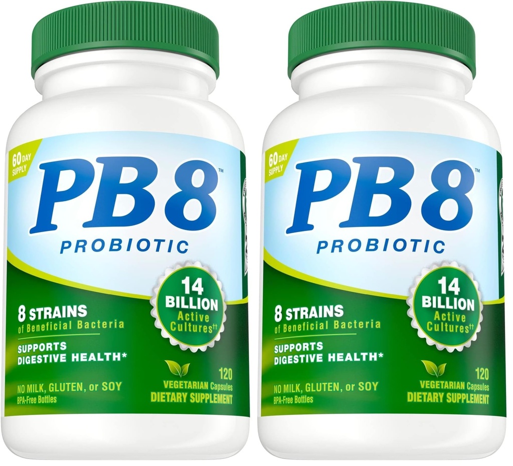 Nutrition Now PB 8 Probiotic Acidophilus for Life* Vegetariánska diétna doplnok pre mužov a ženy, 120 grófov (pack of 2)
