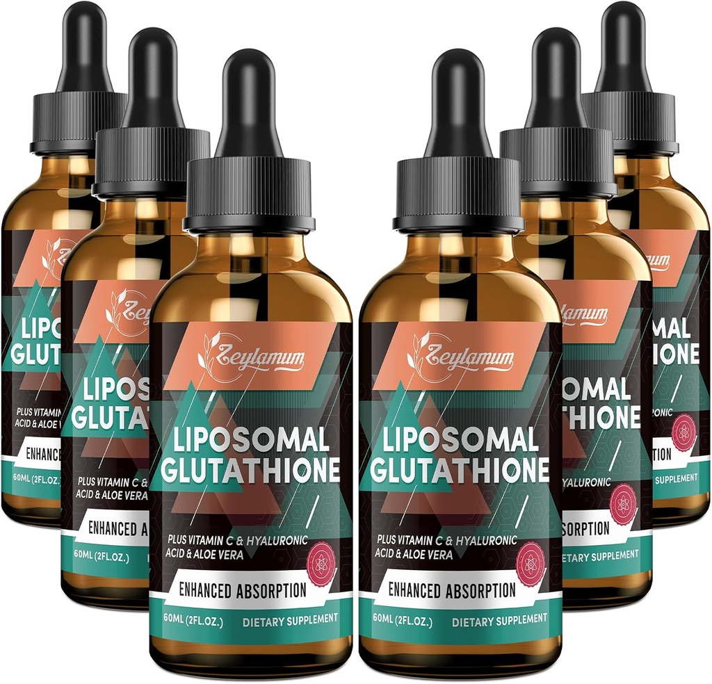 2000MG Lipozomálne glutatiónové tekuté kvapky, ultra vysoká absorpcia, prírodná detoxikácia, imunitný systém a kožný supprot*, L-glutatión, vitamín C a kyselina hyalurónová, alternatíva kapsúl, 12.12 OZ