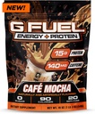 G Fuel Protein + Energy Drink Powder, Pre Cvičenie kofeín Mix pre Gaming, bez cukru Zameranie Amino, Vitamín + Antioxidanty, 19oz (Cafe Mocha, 20 Servings)