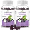 AFXMATE Sambucus Black Elderberry Gummy so zinkom a vitamínom C pre dospelých Deti Imunitná podpora, bez cukru 120 Počet