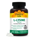 Country Life L-Lysine 500mg s B-6, podporuje imunitné zdravie, podporuje kolagén obnovu v Lips a Mouth, 100 Vegan Kapsule, Certified Gluten Free, Certified Vegan